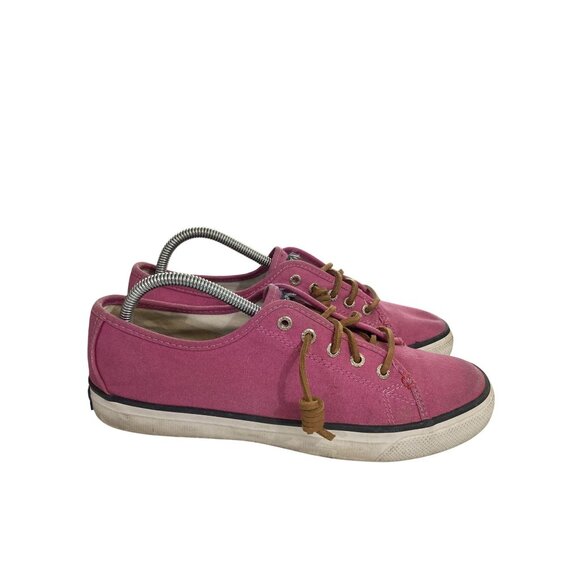 Sperry Womens size 8M Pink Canvas Lace-Up Sneakers shoes - Picture 5 of 8
